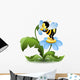 Bee Blue Flower Wall Decal