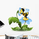 Bee Blue Flower Wall Decal