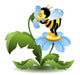 Bee Blue Flower Wall Decal