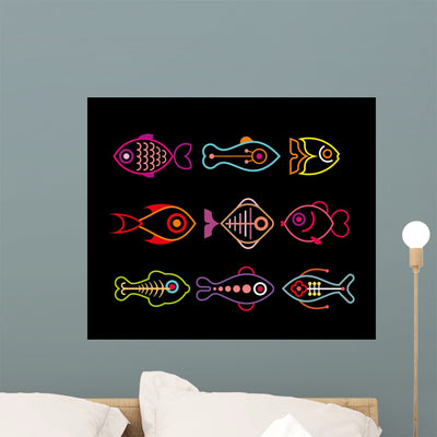 Fishes shown on a wall