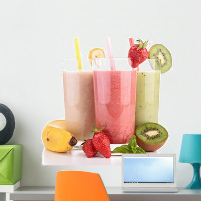 Assortment Smoothies shown on a wall