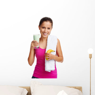 Gym Shake Woman shown on a wall