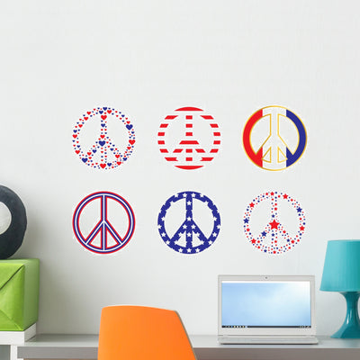 Patriotic Peace Signs Wall Stickers shown on a wall