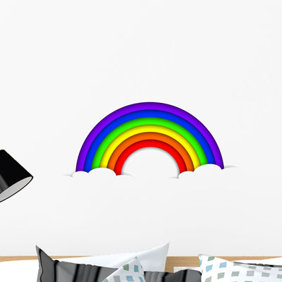 Cloudy Rainbow Wall Decal shown on a wall