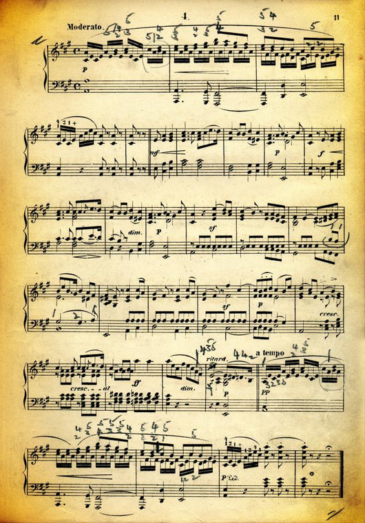 Vintage dirty music sheet and paper texture Wall Mural