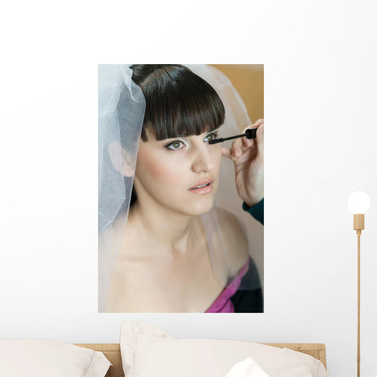 Makeup Artist Applying Eyelashes Wall Mural