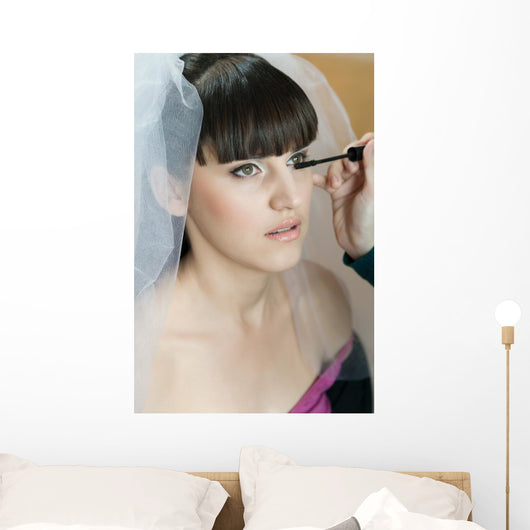 Makeup Artist Applying Eyelashes Wall Mural