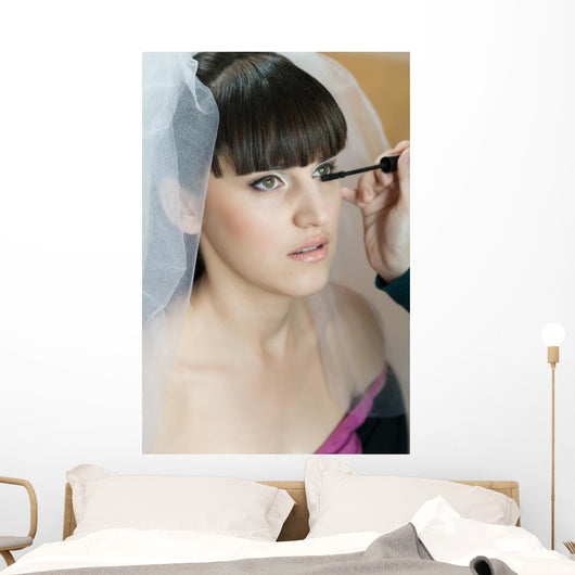 Makeup Artist Applying Eyelashes Wall Mural