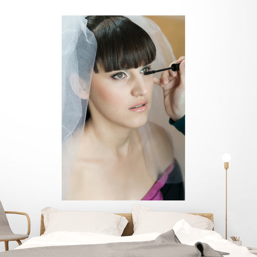 Makeup Artist Applying Eyelashes Wall Mural