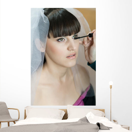 Makeup Artist Applying Eyelashes Wall Mural
