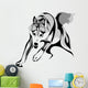 Vector Stylized Image of a Wolf Attacking Wall Decal