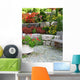 Stone Wall Bench and Plants Wall Mural