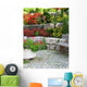 Stone Wall Bench and Plants Wall Mural