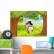 Monkey Holding Mirror Wall Mural