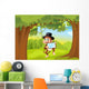 Monkey Holding Mirror Wall Mural