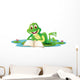 A Frog Lying While Reading a Book Wall Decal