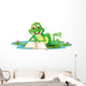 A Frog Lying While Reading a Book Wall Decal