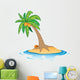 coconut tree on small empty island Wall Decal