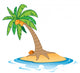 coconut tree on small empty island Wall Decal