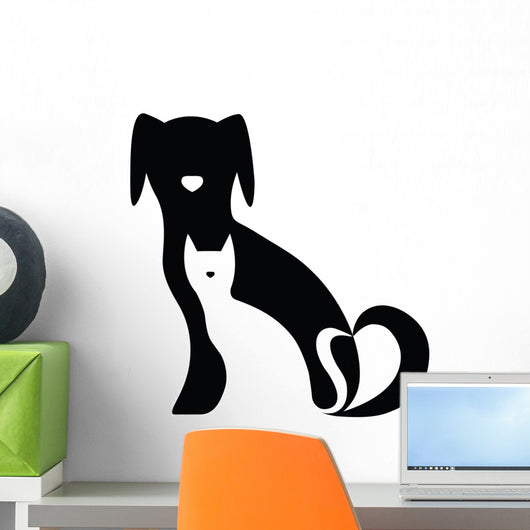 Funny Dog and Cat Silhouettes Composition Wall Decal