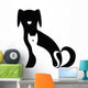 Funny Dog and Cat Silhouettes Composition Wall Decal