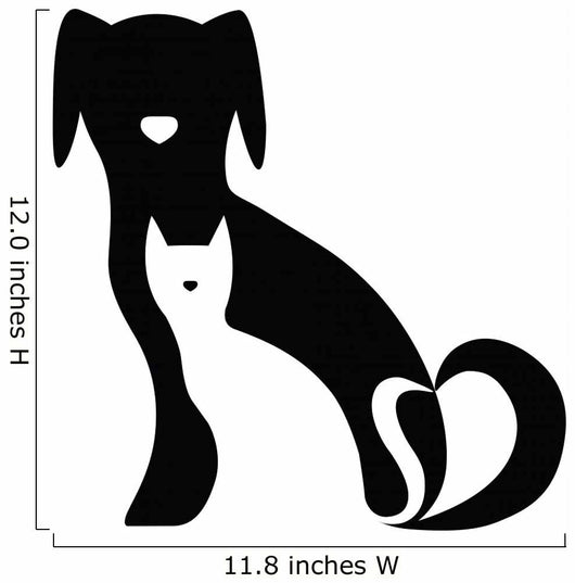 Funny Dog and Cat Silhouettes Composition Wall Decal
