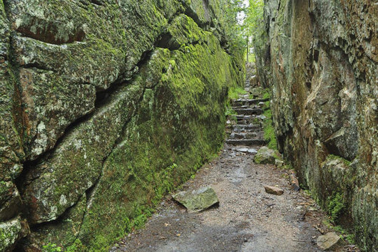 A rock face trail leading to Agawa Bay, Lake Superior Provincial Park Wall Mural
