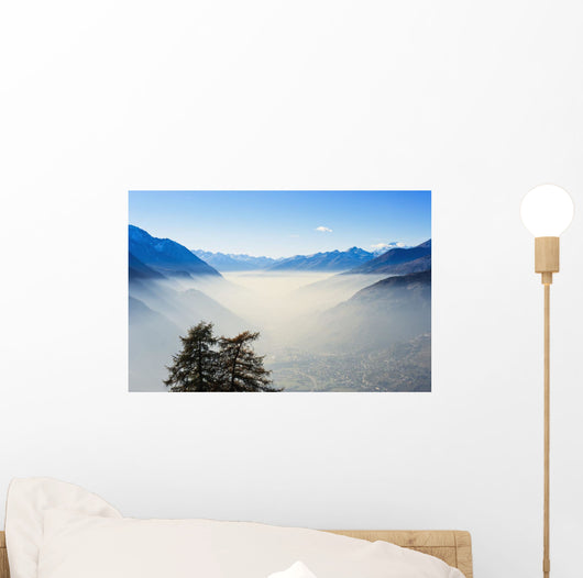 Smog in Aosta Valley and Mont Blanc Wall Mural