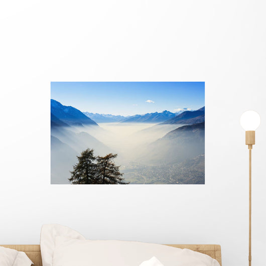 Smog in Aosta Valley and Mont Blanc Wall Mural