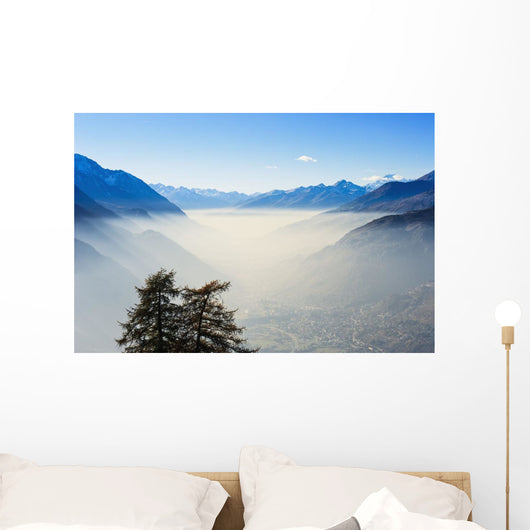 Smog in Aosta Valley and Mont Blanc Wall Mural