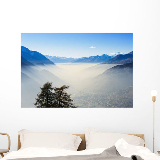 Smog in Aosta Valley and Mont Blanc Wall Mural