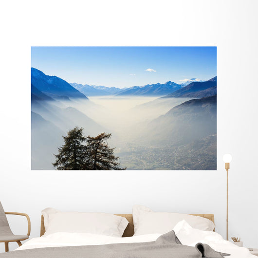 Smog in Aosta Valley and Mont Blanc Wall Mural