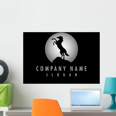 Horse Moon Design Black Wall Decal shown on a wall