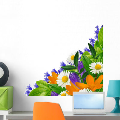 Wildflowers Bouquet Wall Decal shown on a wall