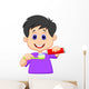 Kid squeezing tooth paste on a toothbrush Wall Decal