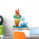A book with a dolphin and an island with a castle Wall Decal