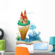 A book with a dolphin and an island with a castle Wall Decal