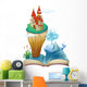 A book with a dolphin and an island with a castle Wall Decal
