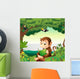 Monkey Reading Book Forest Wall Decal