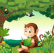 A monkey reading a book at the forest Wall Decal