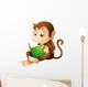 A Monkey Sitting While Reading a Book Wall Decal