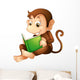 A Monkey Sitting While Reading a Book Wall Decal