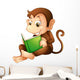 A Monkey Sitting While Reading a Book Wall Decal
