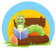 A worm reading a book Wall Decal