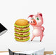 A Fat Pig beside the Giant Hamburger Wall Decal