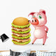 A Fat Pig beside the Giant Hamburger Wall Decal