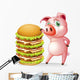 A Fat Pig beside the Giant Hamburger Wall Decal