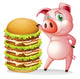 A Fat Pig beside the Giant Hamburger Wall Decal
