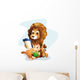 A monkey and a lion reading books Wall Decal