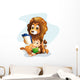 A monkey and a lion reading books Wall Decal